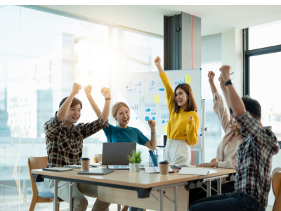 Project Management team celebrating success through wellness